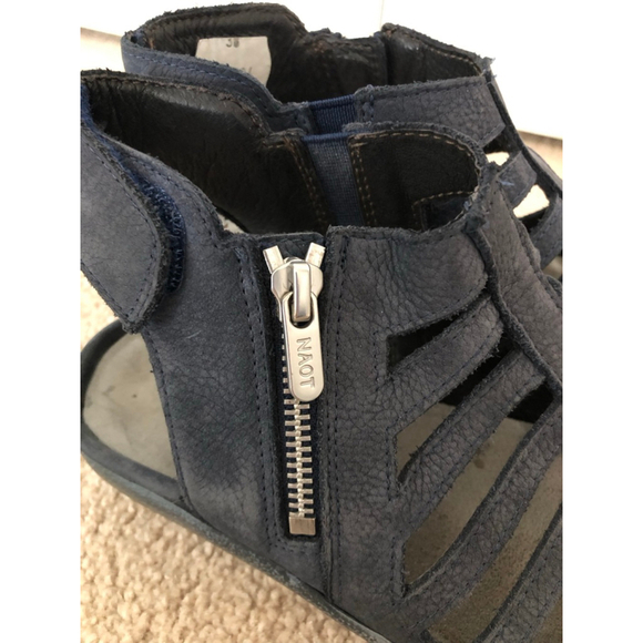 NAOT Pitau Navy Blue Leather Gladiator Sandals Size 7.5 - Picture 7 of 11